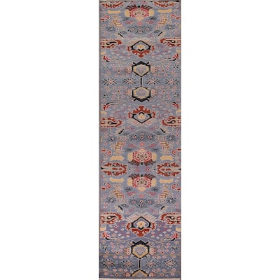 All-Over Kazak Oriental Runner Rug Handmade Traditional Wool Carpet - 2'7"x 11'9"