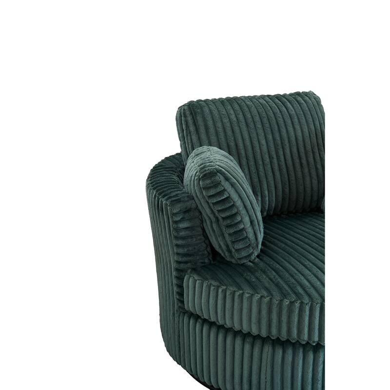 Corduroy 360° Swivel Barrel Chair with 4 Pillows and 400lb Weight Capacity