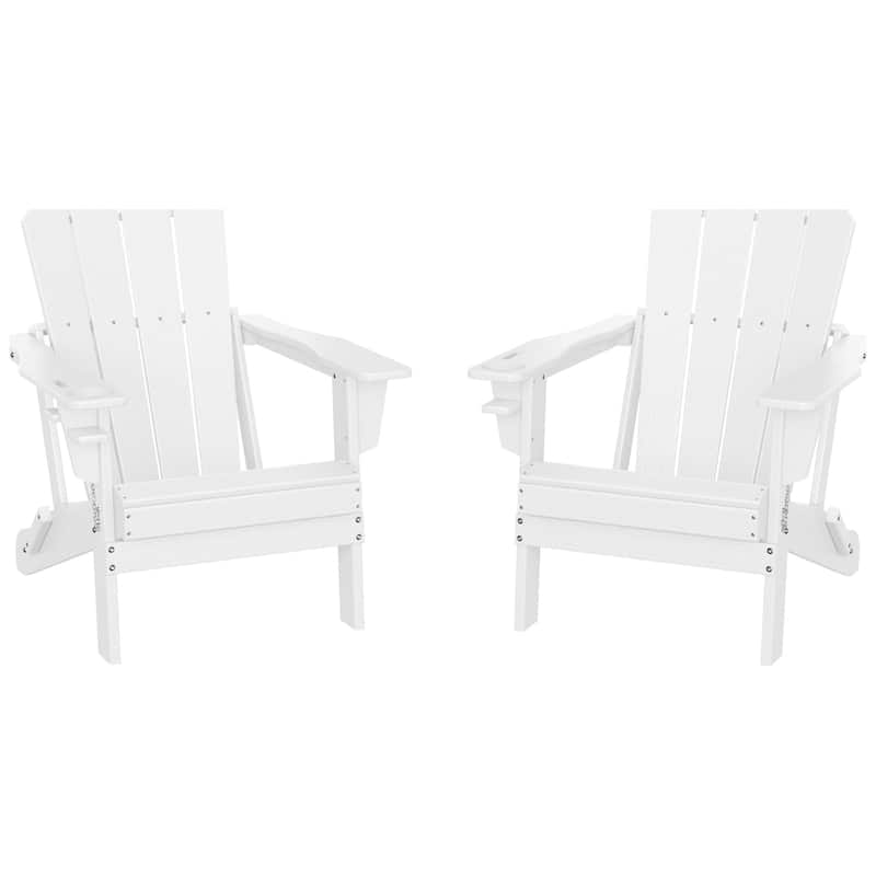 Polytrends Alvaro Outdoor Adirondack Chair with Cup Holder (Set of 2) - White
