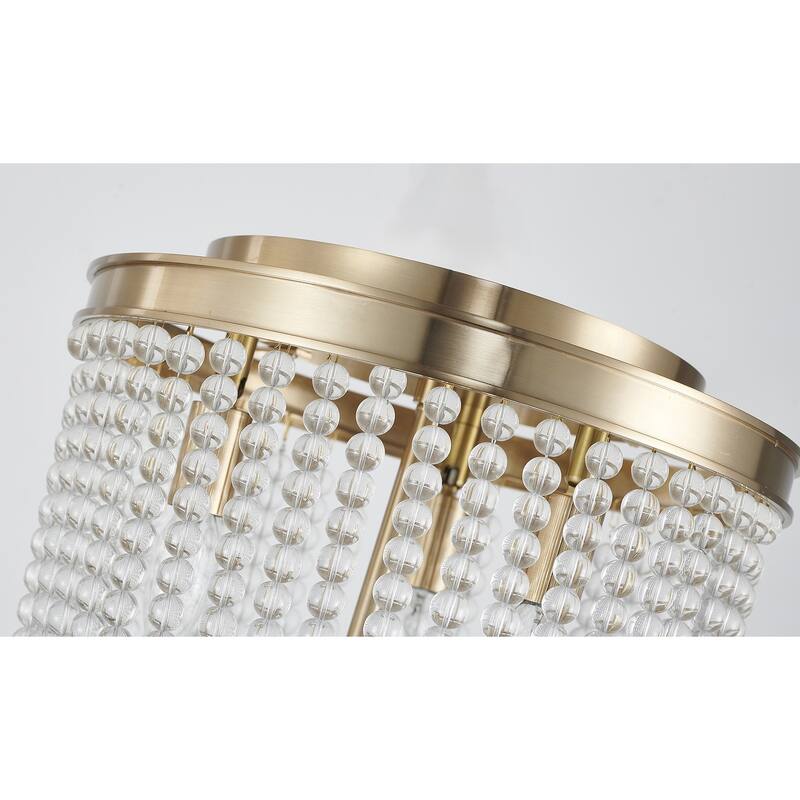 3-Light Chrome Semi Flush Mount With Clear Glass Beads