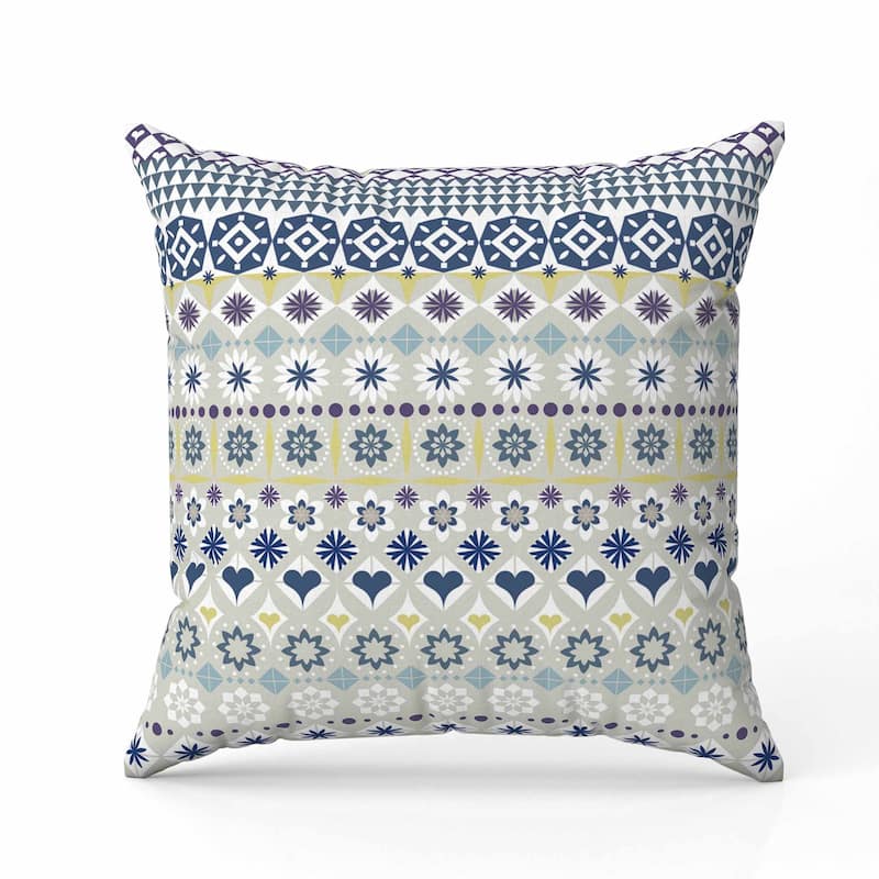 Shape Synergy Indoor/Outdoor Reversible Throw Pillow Yellow and Blue