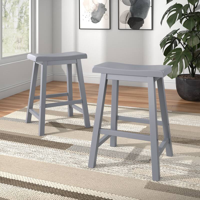 Cadiz Saddle Seat 24" Counter Height Backless Stools (Set of 2) - Stool