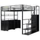 preview thumbnail 4 of 28, Metal Loft Bed with Bulit-in Wardrobe and Storage Staircase, Full Size Loft Bedframe with Locker and Storage Shelves for Kids