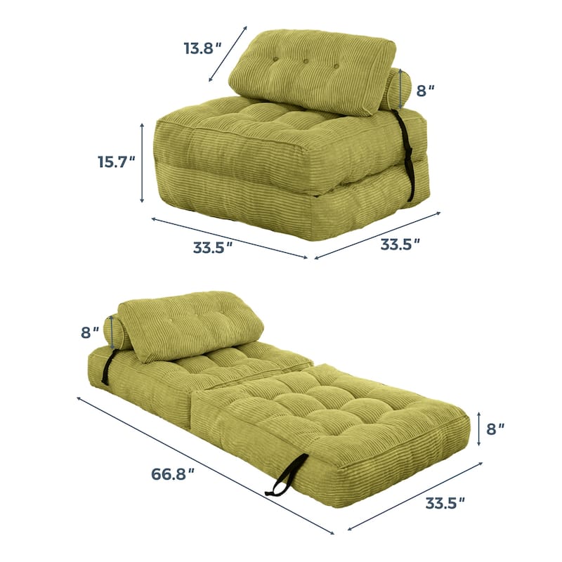 8"Corduroy Folding Couch Sofa Bed,Single