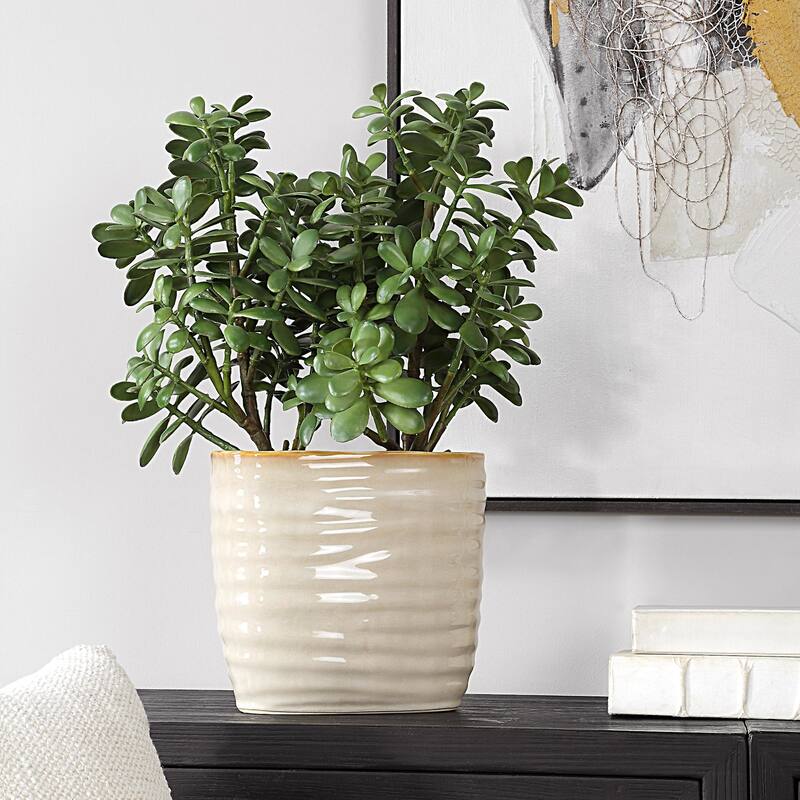 Uttermost 60226 Crassula Jade 23-1/2" Tall Ceramic Faux Flora Planter - Tan