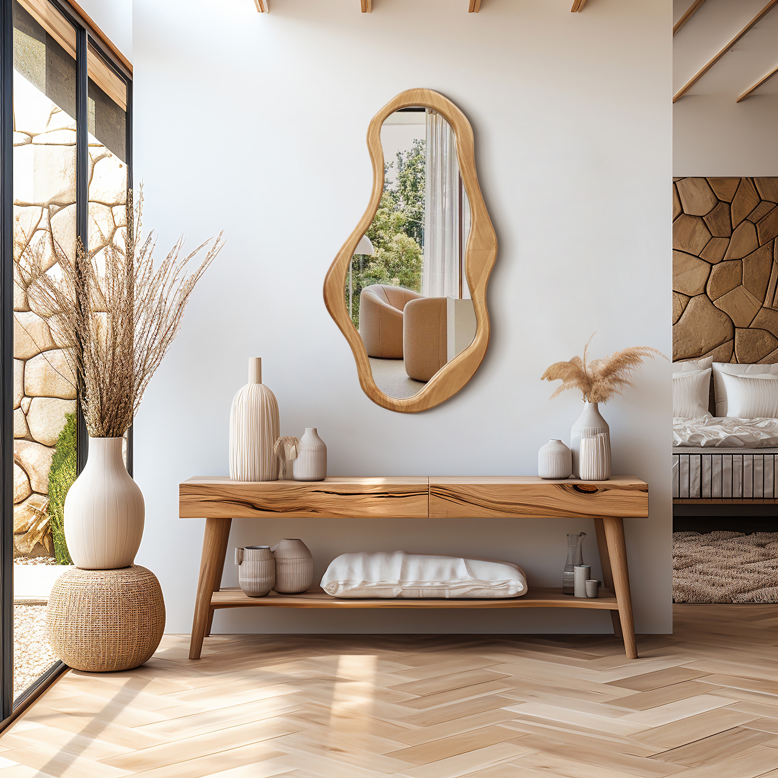 Natural-Pine-Wood-Frame-Oval-