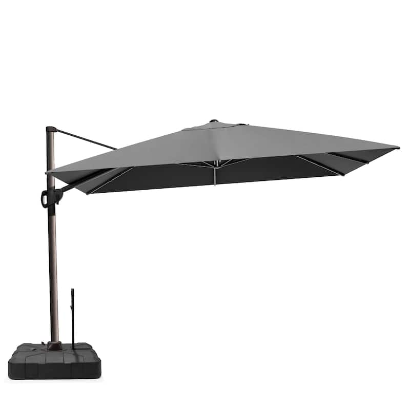 VredHom 9 x 12 FT Outdoor Patio Cantilever-Offset Umbrella with Wheel Rod Base - DarkGrey