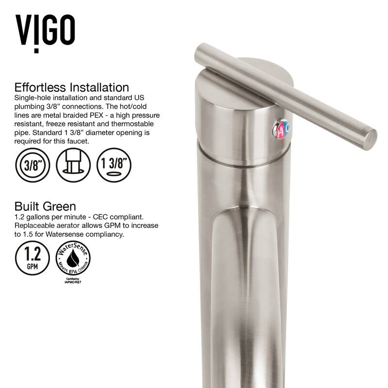 VIGO Giovanni 17"L x 17"W Glass Vessel Sink and Seville 13"H Faucet Set