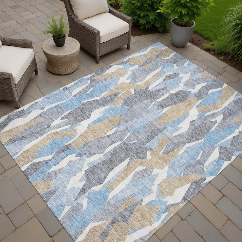 Machine Washable Indoor/ Outdoor Contemporary Dylan Chantille Rug - Denim - 8' x 10'