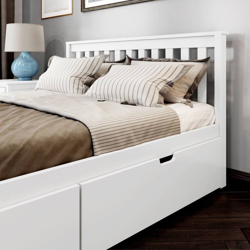 Plank and Beam Queen Bed with Storage Drawers and Slat Headboard