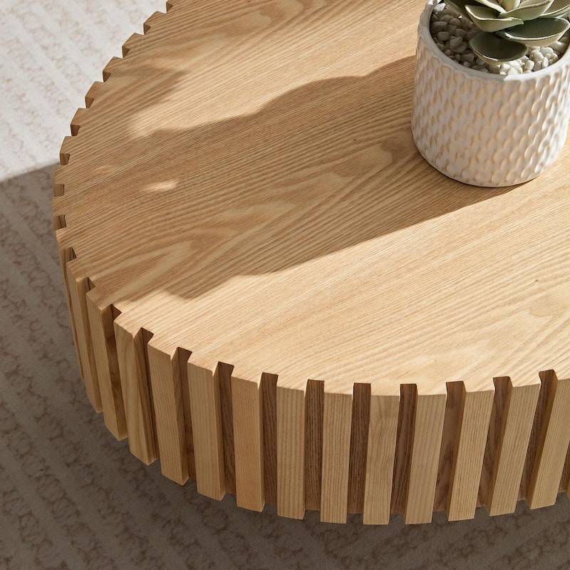 43.7 Inch Modern Handcrafted Drum Coffee Table