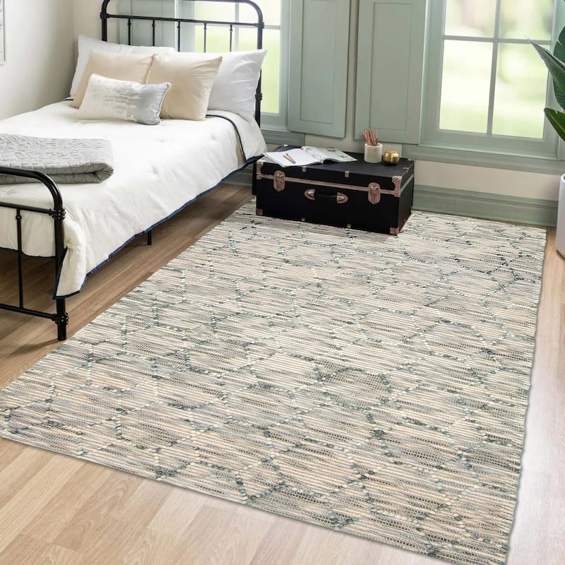 ECARPETGALLERY Braid weave Sienna Teal Wool Rug - 5'2 x 7'7