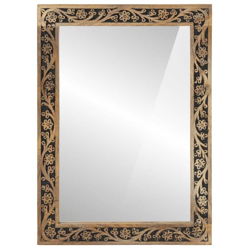 vidaXL Bathroom Mirror Brown Solid mango wood, Glass Medium - 19.7 x 27.6 x 1.0 in.