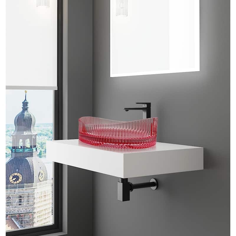 Decorative 20" Oval Crystal Vessel Sinks With White Base