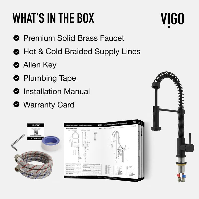 VIGO Edison 19" H Single Handle Pull-Down Sprayer Kitchen Faucet