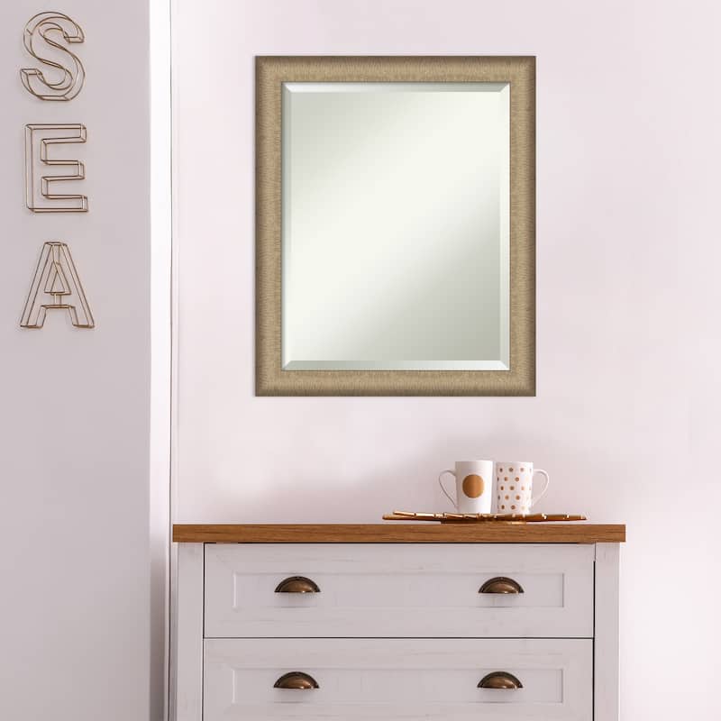 Beveled Wall Mirror - Elegant Brushed Bronze Narrow Frame