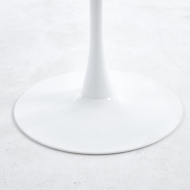 42.1" Tulip Dining Table With Round Marble Pattern Table Top for 4-6 People