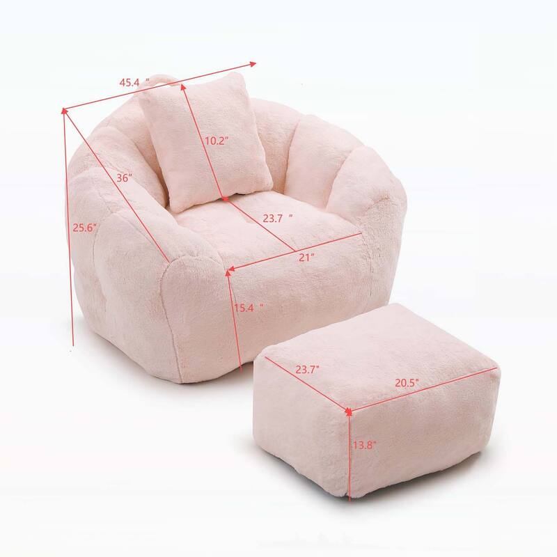 Shell-Shaped Bean Bag Chair with Footstool,Perfect for Gaming and Reading