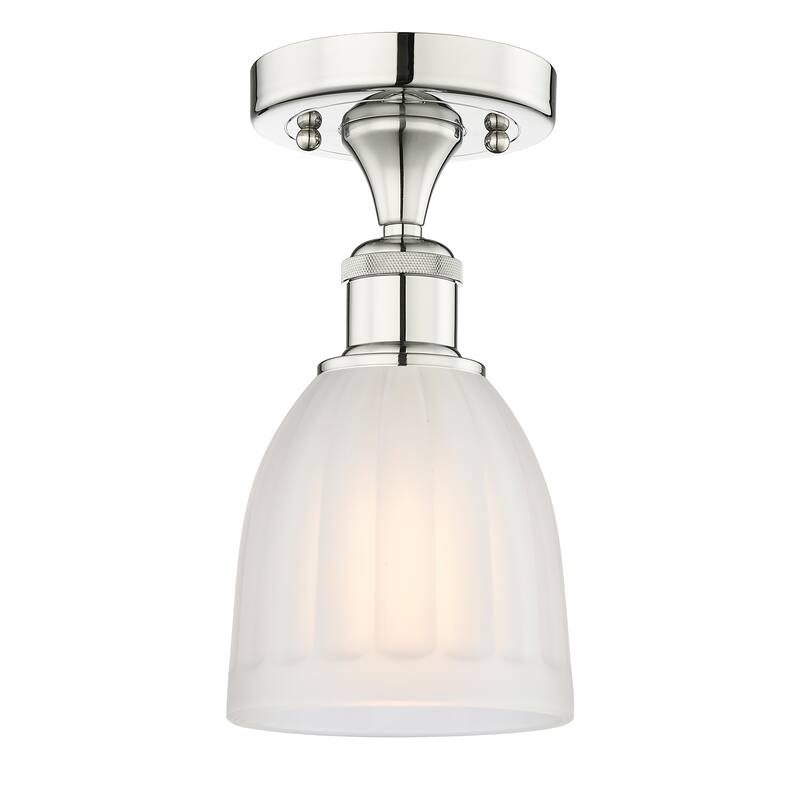 Innovations Lighting Brookfield - 1 Light 6" Semi-Flush Mount - Polished Nickel/White