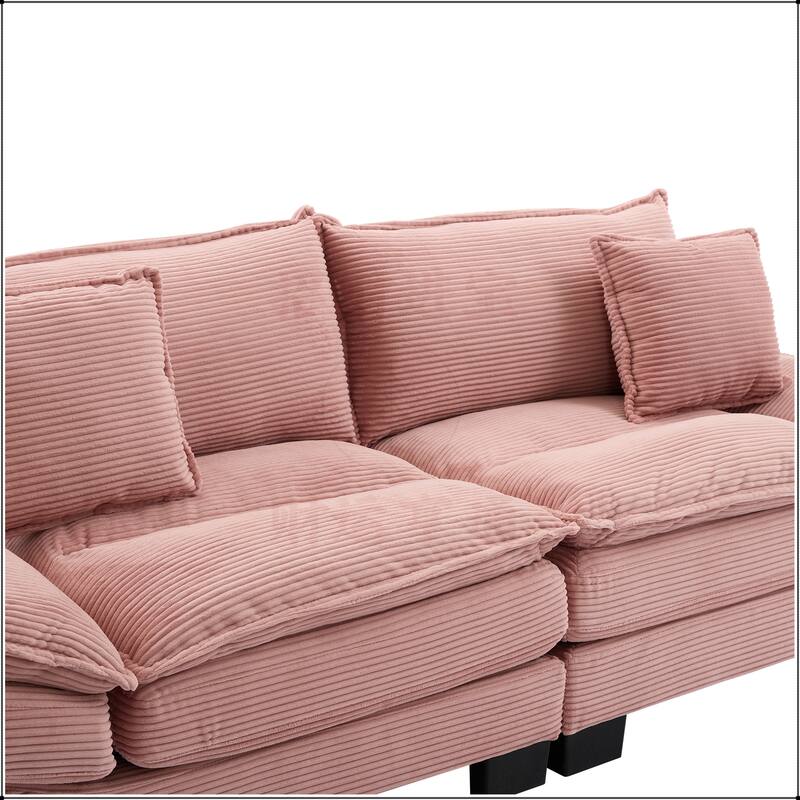 Corduroy Sofa Sleeper with Pillows