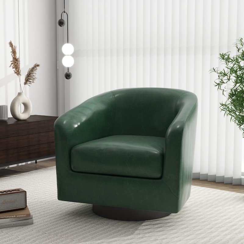 Round Barrel Armchair 360-Degree Swivel Accent Chairs