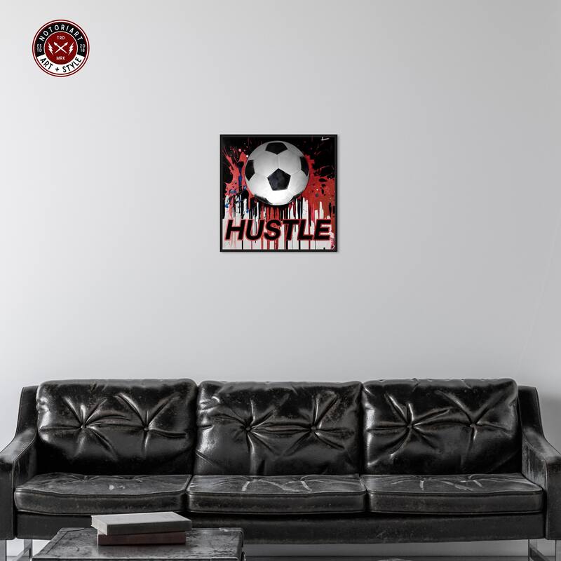 Notoriart Soccer Red Splash Framed Soccer 1 Piece Canvas Wall Art