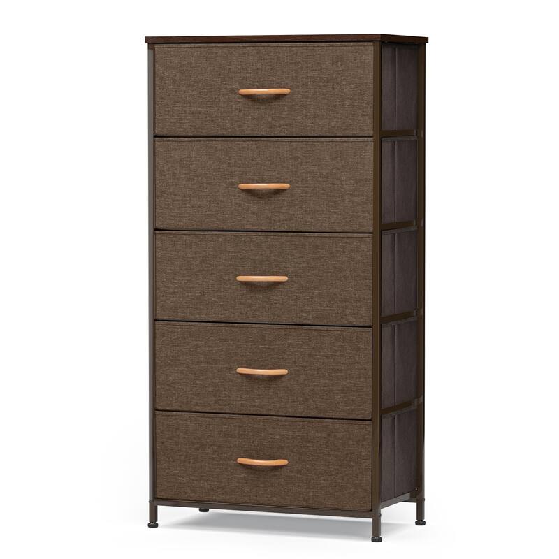 Pellebant Fabric Vertical Dresser Storage Chest Tower with 5 Drawers