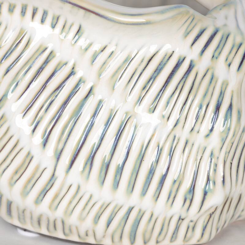 Ceramic Shell Shaped Sculpted Decorative Bowl with Textured Detail