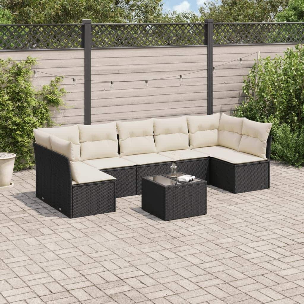 vidaXL Garden Sofa Set Black - 21.7 x 21.7 x 14.6