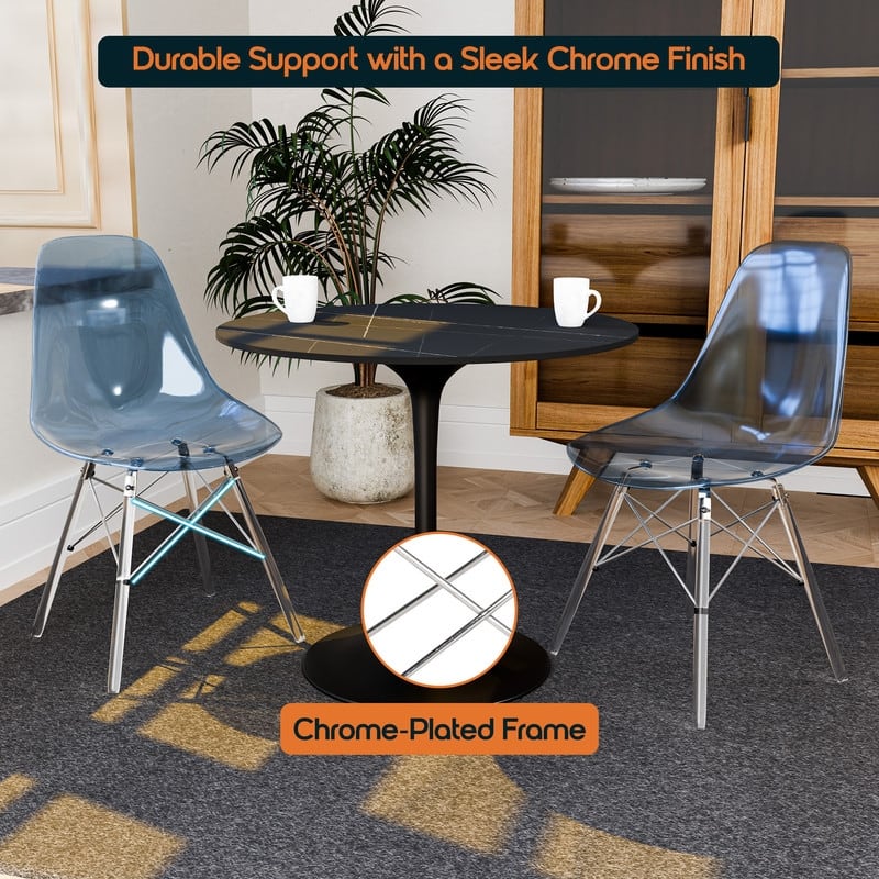 Dover Modern Acrylic Accent Side Chair with Eiffel-Style Legs for Dining Room, Kitchen, Office, or Indoor/Outdoor Seating
