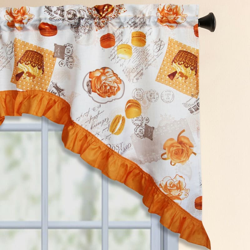 3 Piece Kitchen Curtain Rod Pocket Decorative Window Treatment Valance & Swag Curtain Set
