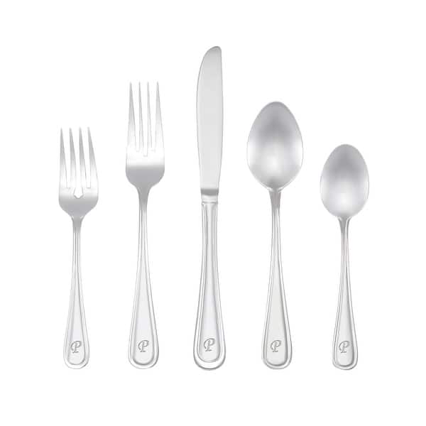 RiverRidge Home Beaded Monogrammed Letter A 46-Piece Silver Stainless Steel Flatware Set (Service For 8) 10‐145 - The Home Depot