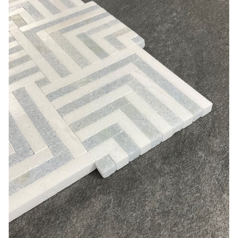 Groutless Square Basketweave Marble Mosaic Tiles - Case (10 Sheets)
