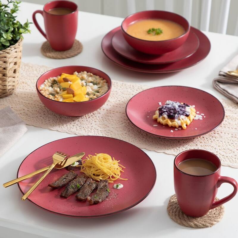 vancasso Moda 16-Piece Matte Speckled Dinnerware Set, Service for 4
