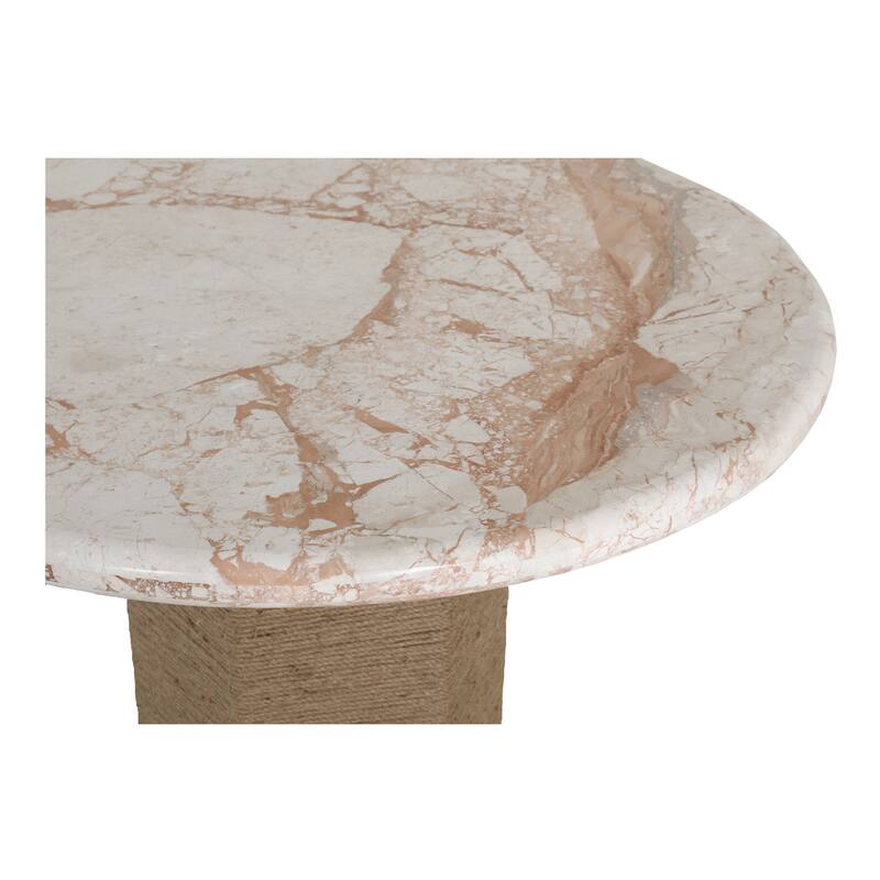 NADAAL STUDIOS Norex Sartoria Dining Table for 6, Oval Black Granite Top, Jute-Wrapped Mango Wood Base, Black Granite