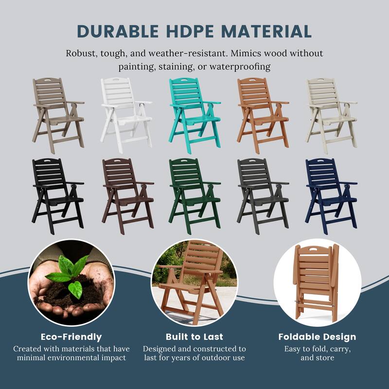 Coastline Patio Folding Highback Dining Chair Set of 2