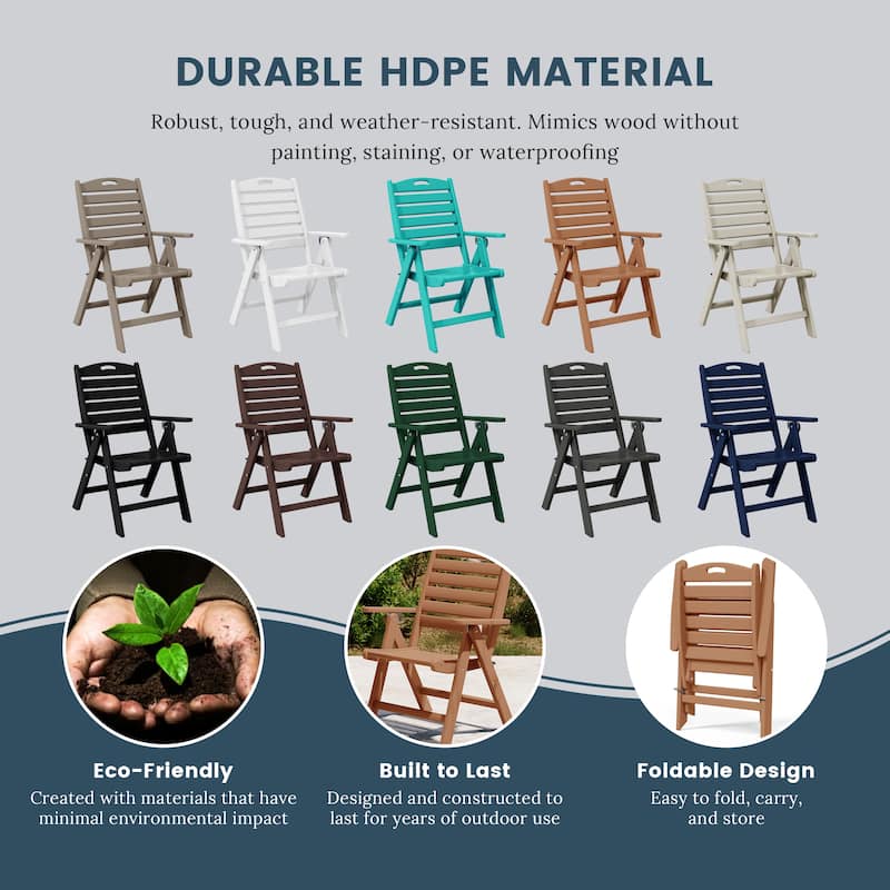 Laguna 5-Piece Square Table Folding Highback Chair Dining Set