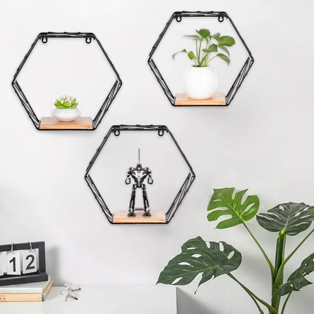 Shop 3pcs Wall Mounted Shelves Rustic Metal Wire Storage Shelves