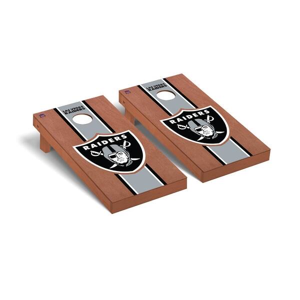 slide 2 of 5, Las Vegas Raiders NFL Football Rosewood Cornhole Board Set 2