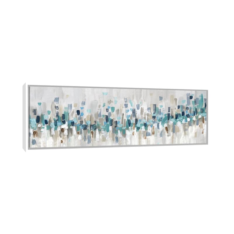 iCanvas "Blue Staccato" by Katrina Craven Framed Canvas Print - 16x48 - White