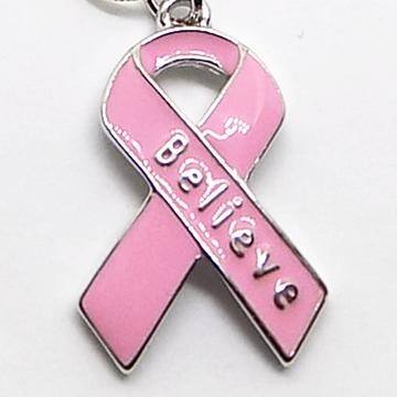Breast Cancer Awareness Pink Ribbon Pendant Necklace Lot of 12 
