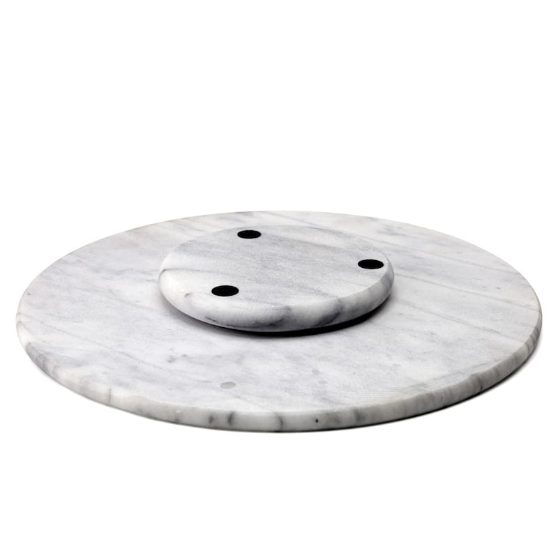 Creative Home White Marble 12" Lazy Susan, Rotating Serving Board