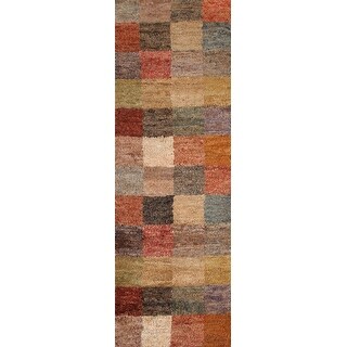 Multi-Color Checkered Contemporary Runner Rug Handmade Jute Carpet - 2 ...