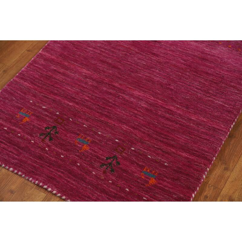 Violet Tribal Gabbeh Indian Runner Rug Handmade Wool Carpet - 2'4" x 9'8"
