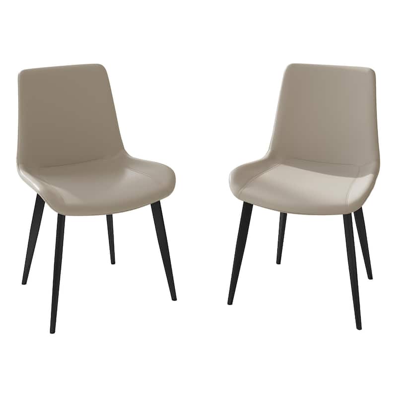 Faux Leather Dining Chairs Armless Side Chair with Metal Legs,Set of 2 - Cream