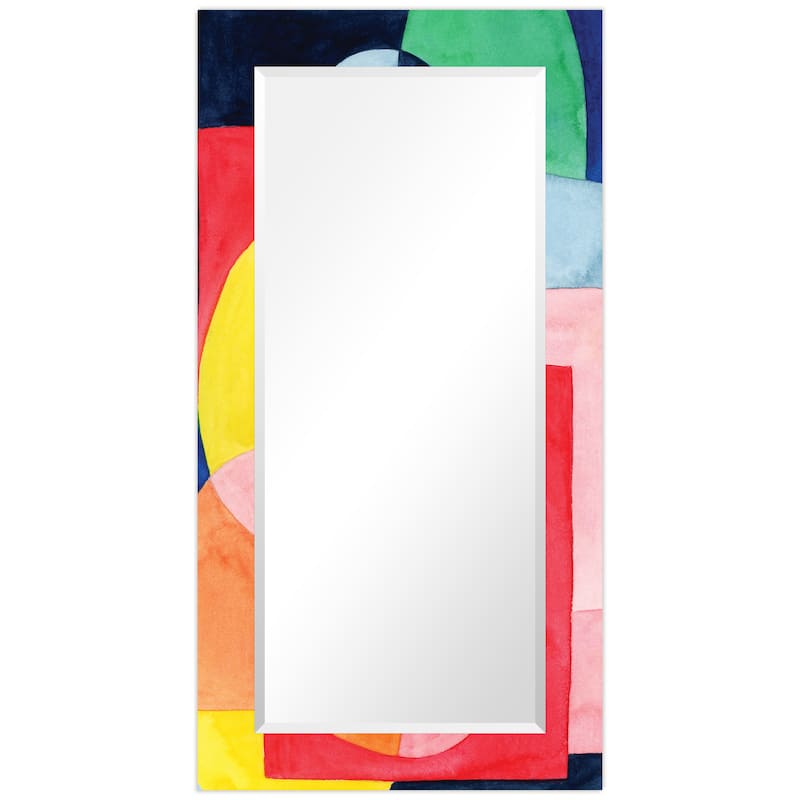 Launder Rectangular Beveled Mirror on Free Floating Printed Tempered Art Glass - Clear - 54" x 28"