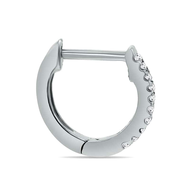 Marquee 1/10 Carat TW Small Diamond Huggie Hoop Earrings in 10K White Gold