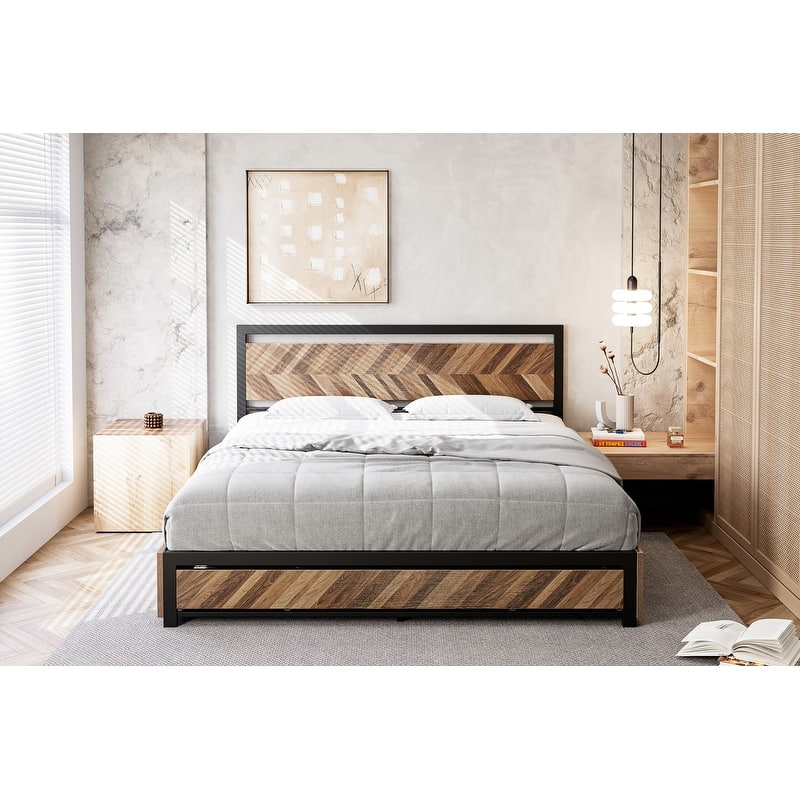 Steel-wood four-drawer bed