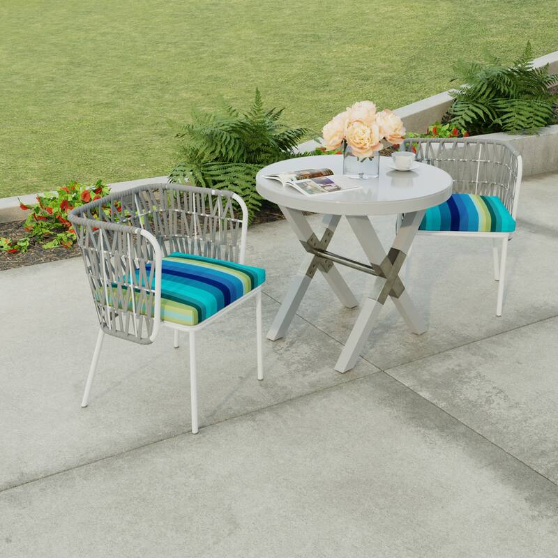 19" x 17" Outdoor Seat Cushion with Ties - Set of 2 - 19" W x 17" L x 2" H