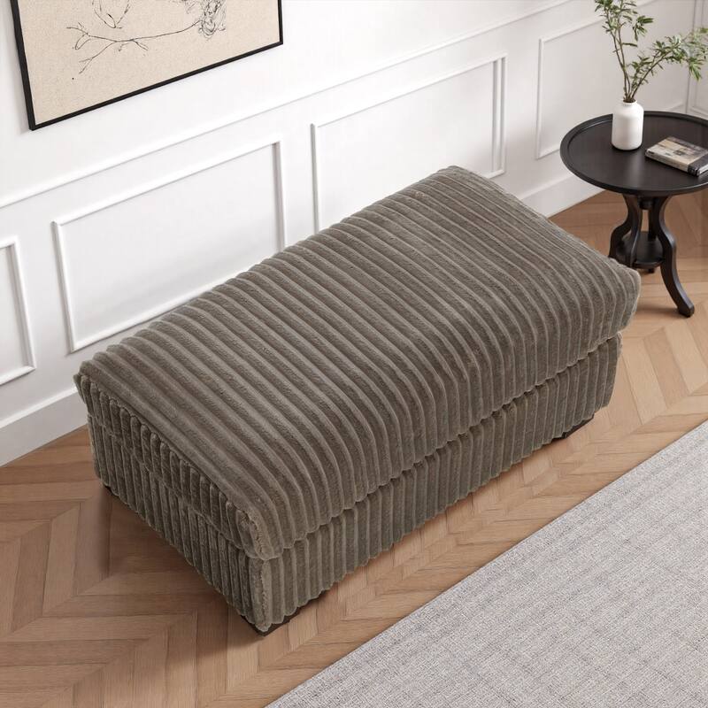 40" W Oversized Rectangle Plush Corduroy Ottoman